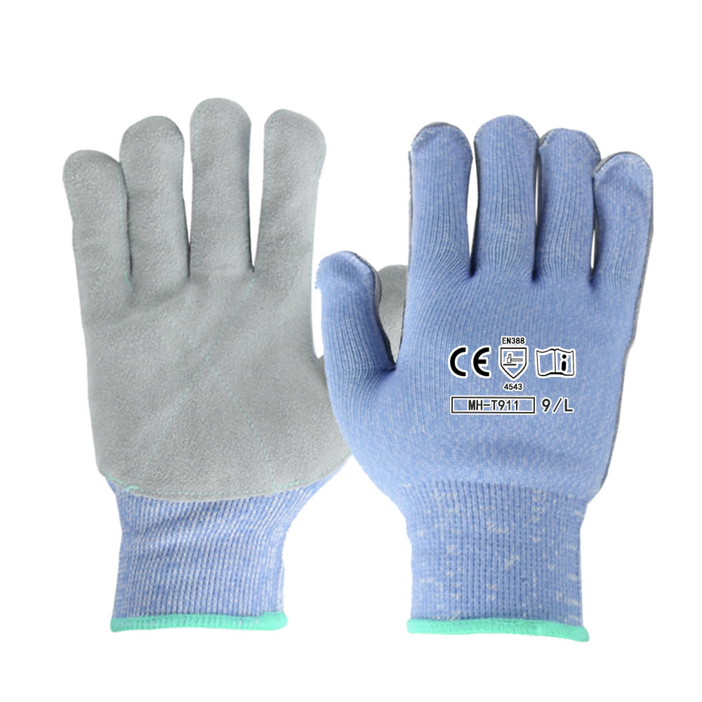 HPPE anti cutting leather gloves